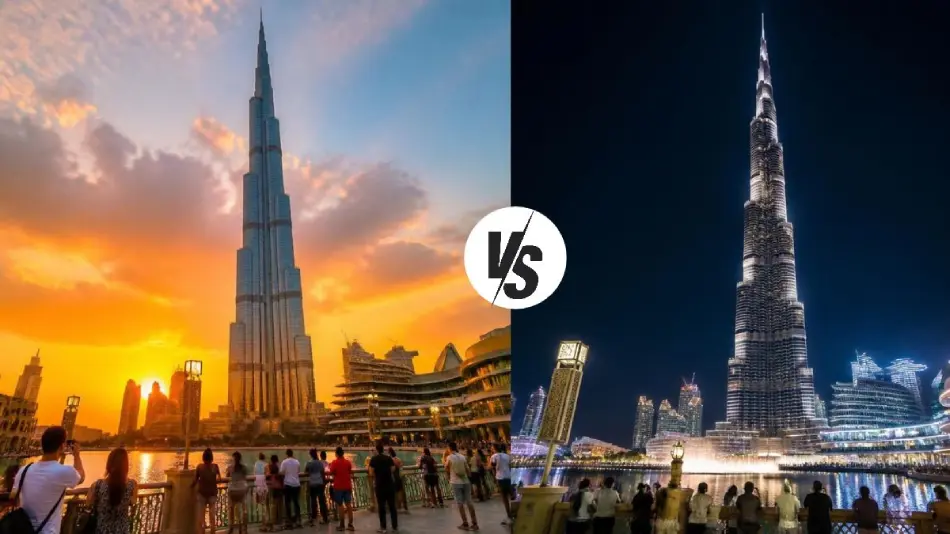 Burj Khalif at Sunset and Night Burj Khalif at Sunset and Night